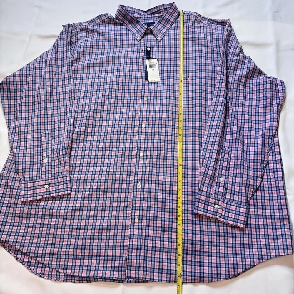 Polo Ralph Lauren Shirt Mens 4XB T Bright Plaid Button Blue Purple Pink New $110